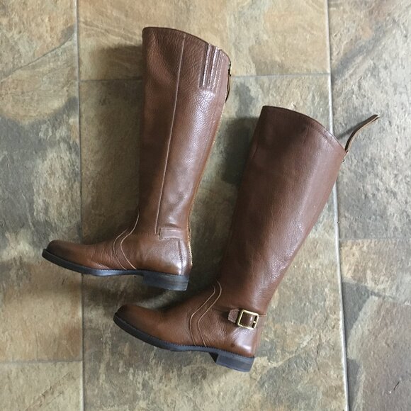 Vintage Franco Sarto Tall Brown Carlana Leather Boots - Picture 3 of 14